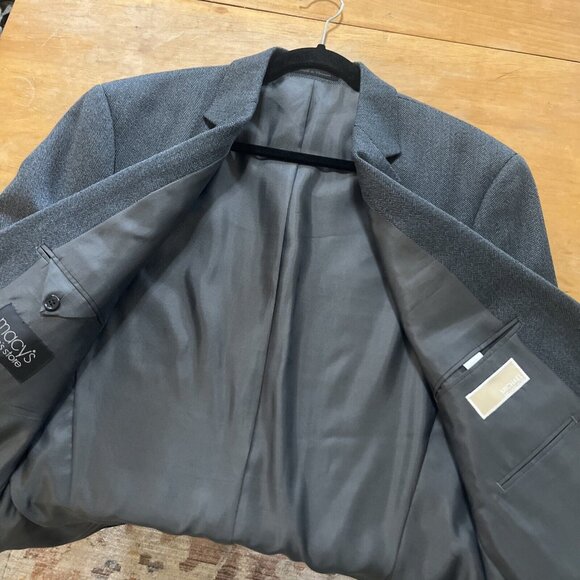 Michael Kors Jacket Mens 42L Gray Herringbone Two Button Blazer Suit Coat Career - Picture 10 of 13